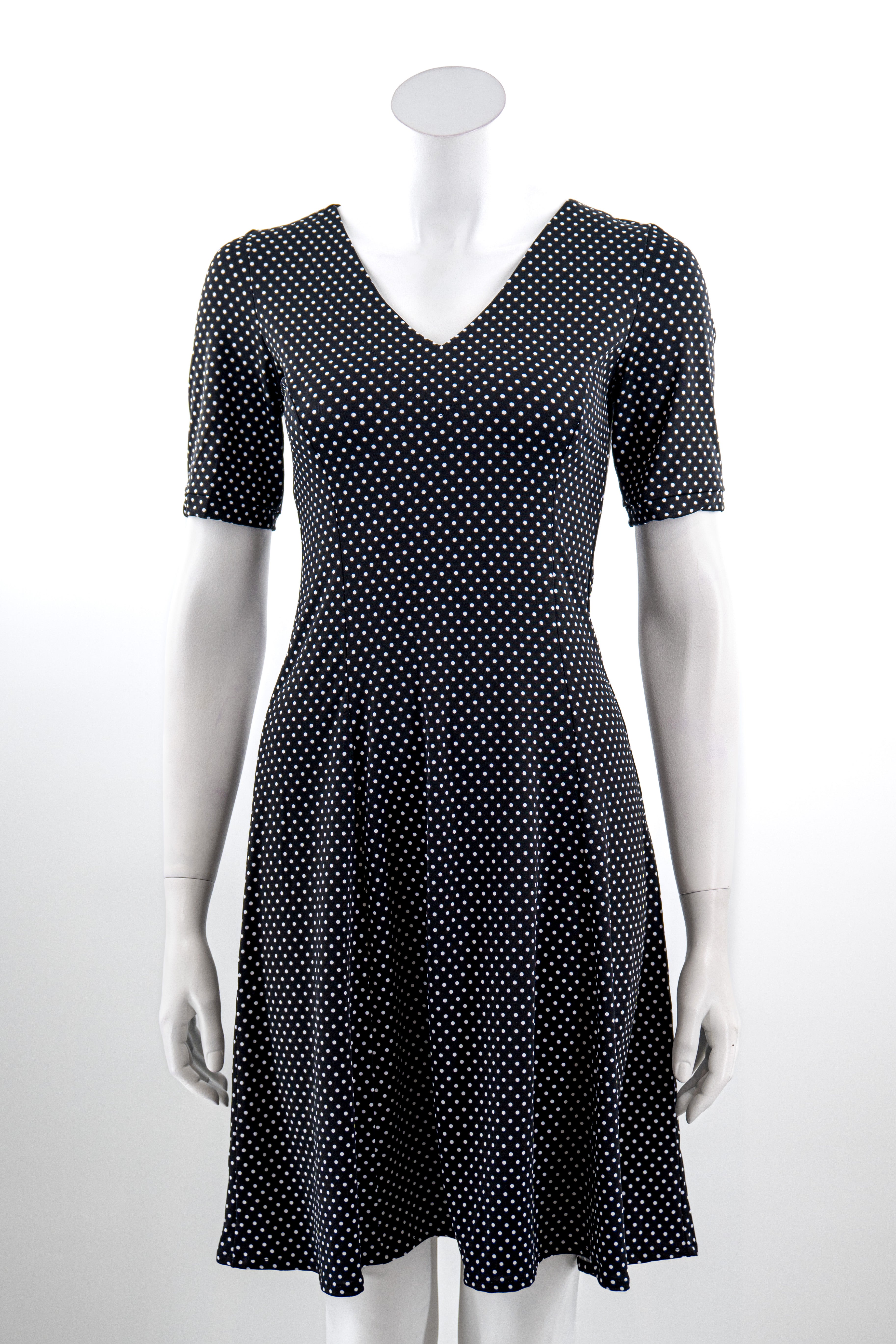 Robe Classique Noire à Pois